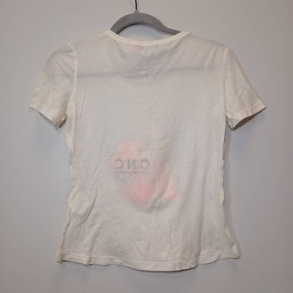 Cnc Costume national womens xsmall graphic teeshirt cream pink lightweight sheer - Picture 5 of 11